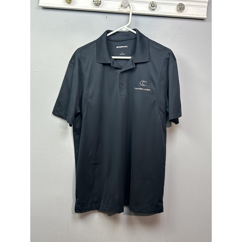 California Closets Sport-Tek Polo Mens Large Black Embroidered Performance Shirt
